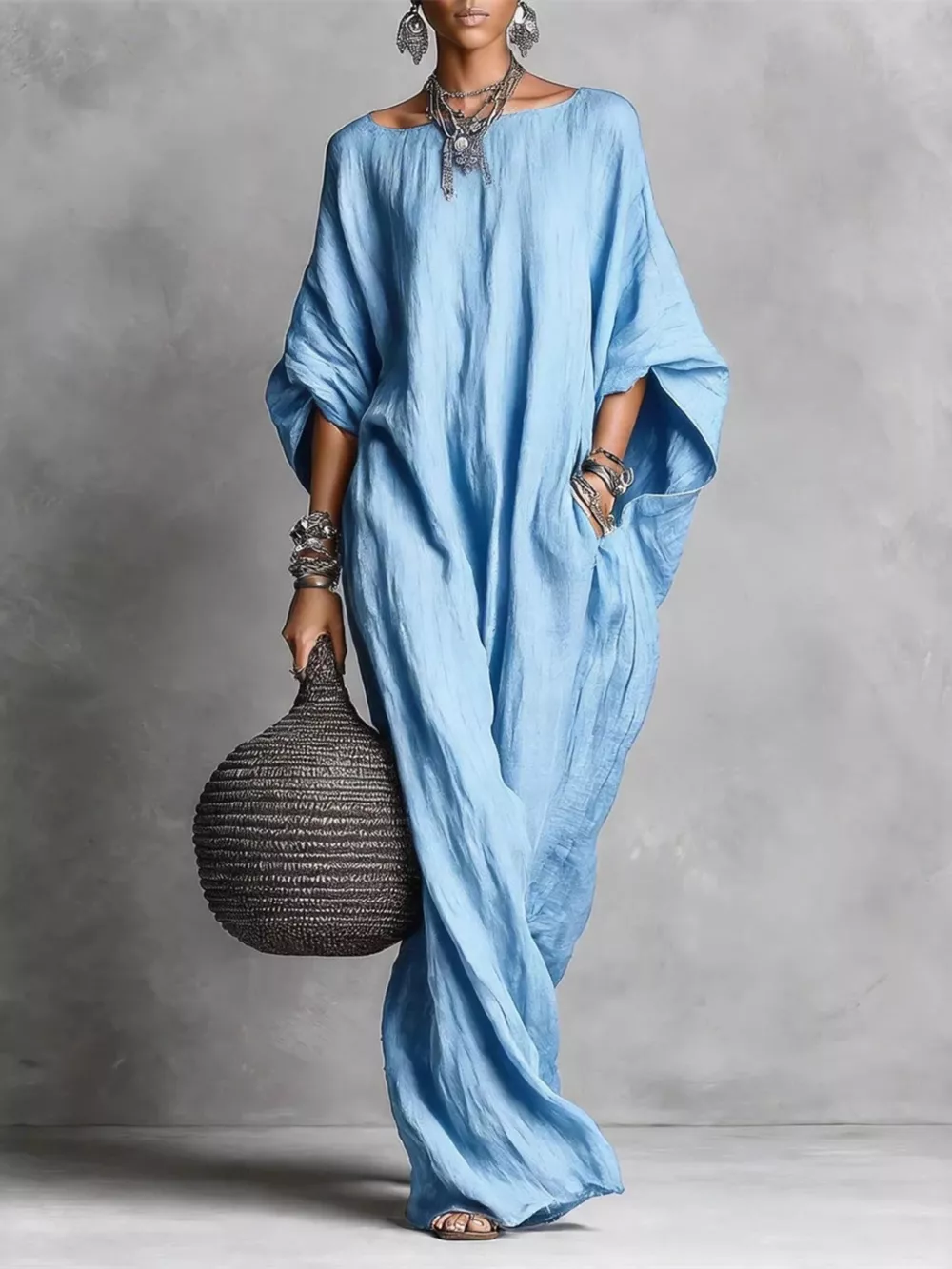 Loose Fit Boat Neck Dress, image 3