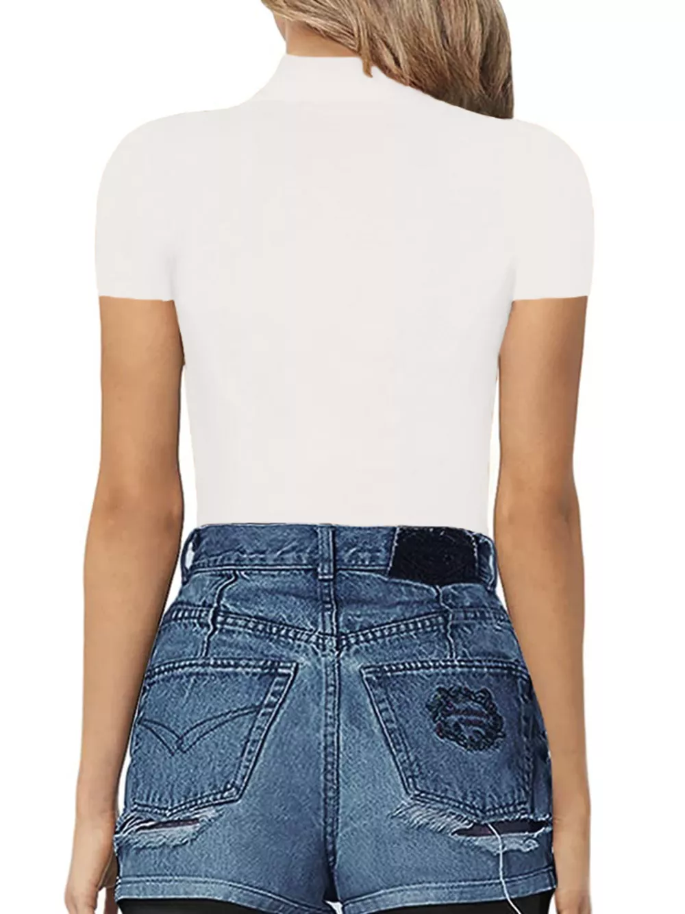 Mock Neck Short Sleeve Bodysuit, image 9