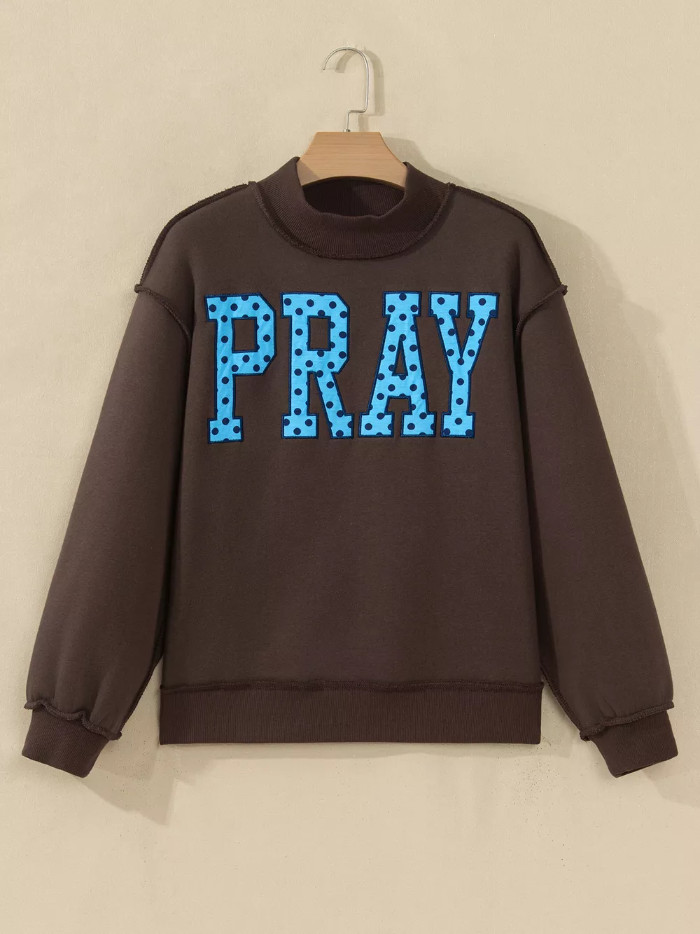 PRAY Polka Dot Embroidered Mock Neck Sweatshirt, image 4