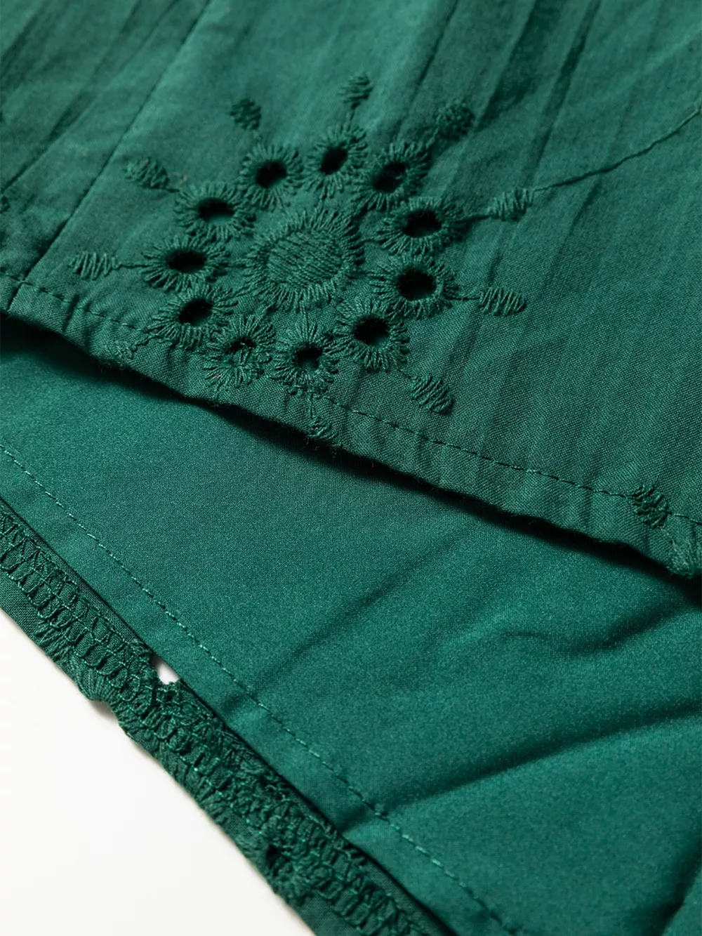 Embroidered Eyelet Pattern 3/4 Puffy Sleeve Swing Mini Dress, image 8