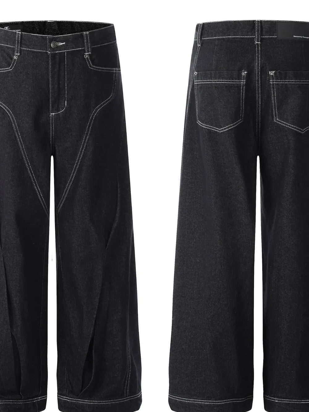Men's Wide-Leg Jeans with Contrast Stitching, image 4