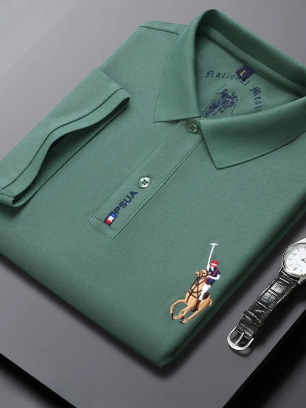 Men's Plus Size Short Sleeve Embroidered Polo, image 3