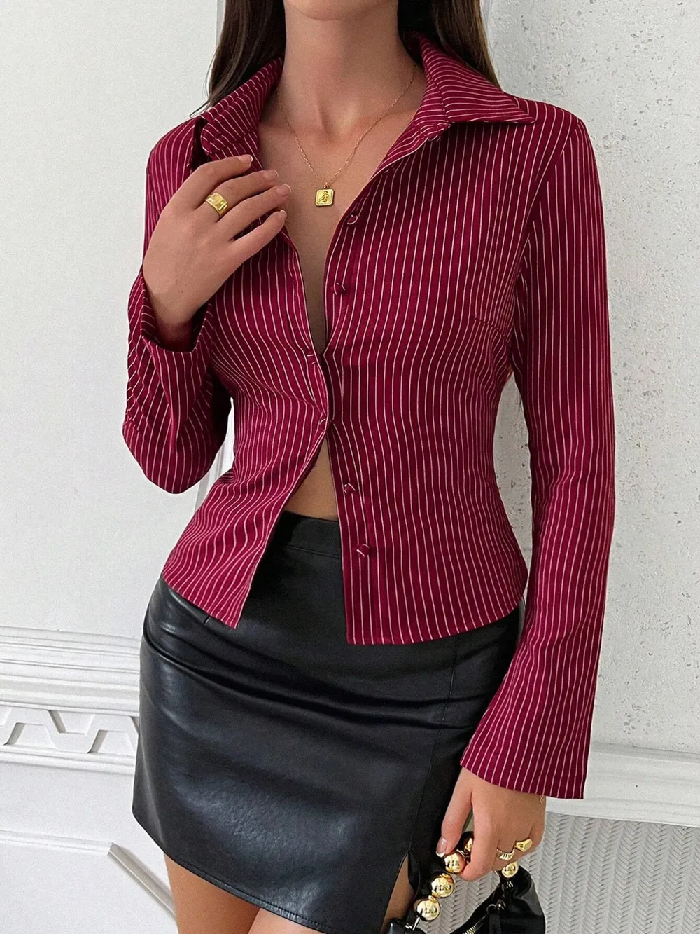 Striped Button Up Long Sleeve Shirt, image 22