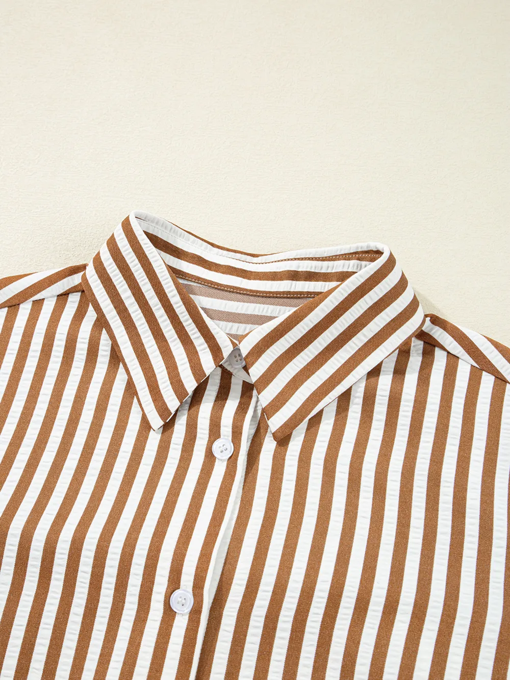 Stripe Ruffled Hem Collared Long Sleeve Shirt Mini Dress, image 6