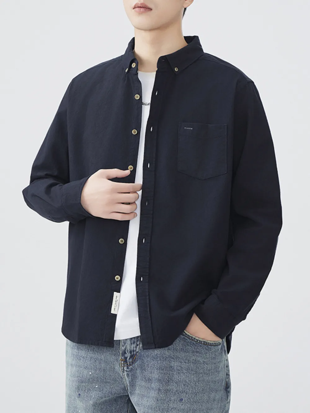 Men's Plus Size Button Up Long Sleeve Shirt, image 4