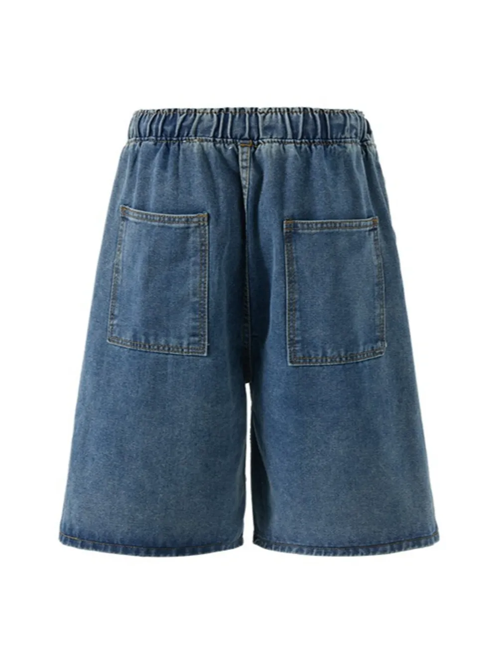 Men's Plus Size Loose Fit Wash Denim Shorts, image 2