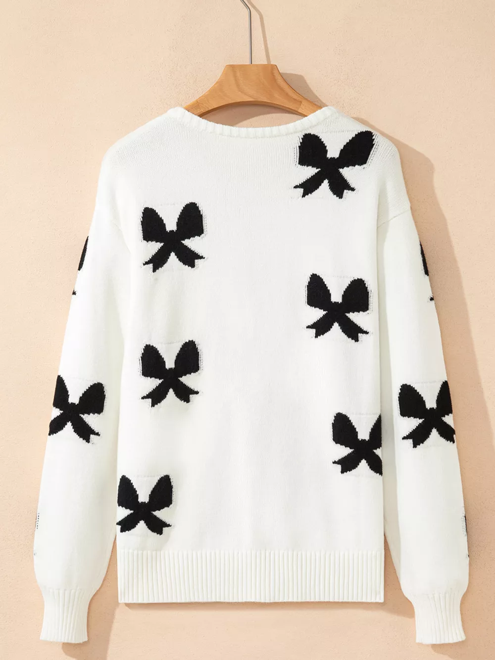 Tie Front Bow Pattern Cardigan, image 2
