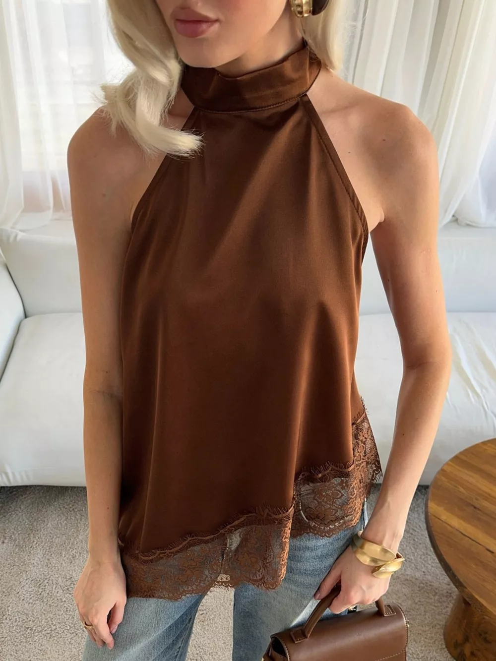 Asymmetric Lace Hem Cami, image 2