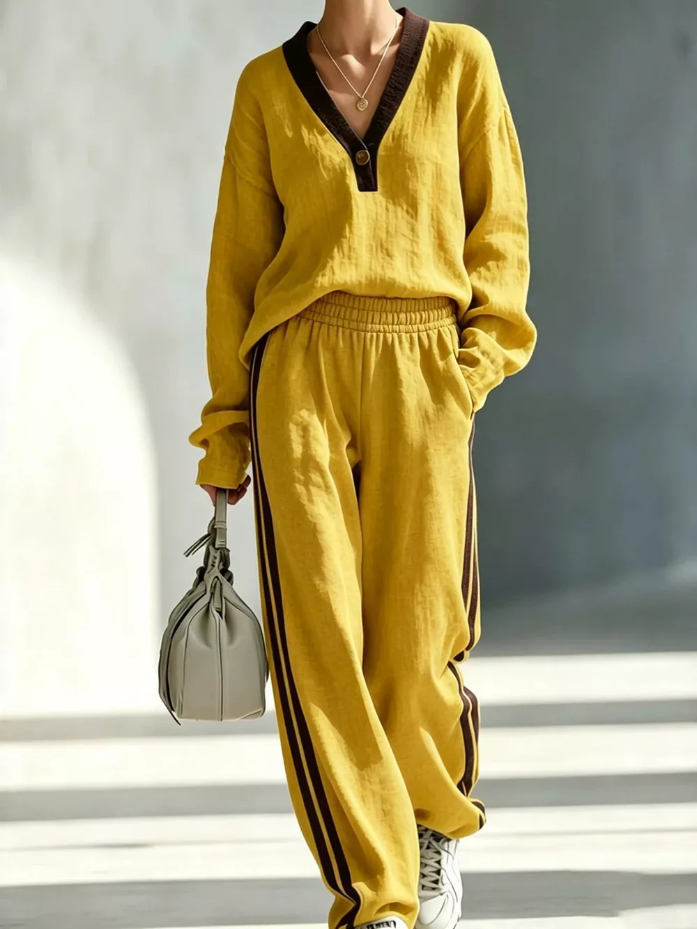 Long Sleeve Top and Side-Striped Joggers Set, image 7