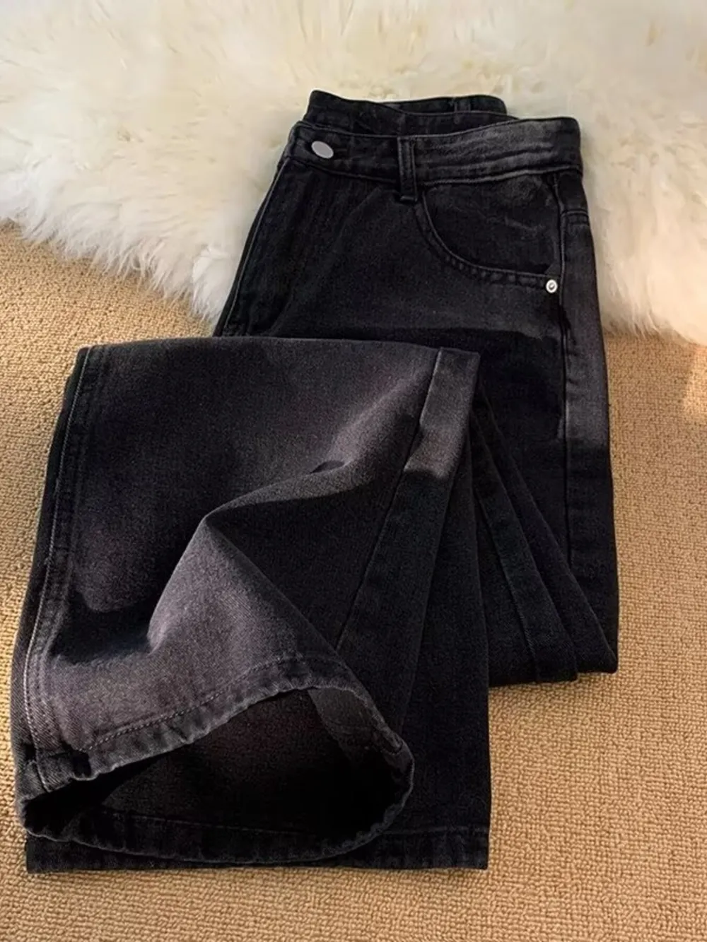 Men's Plus Size Vintage Wash Wide Leg Jeans, image 6