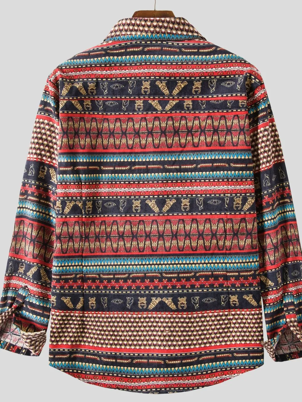 Men's Vintage Ethnic Print Button Down Shirt, image 4