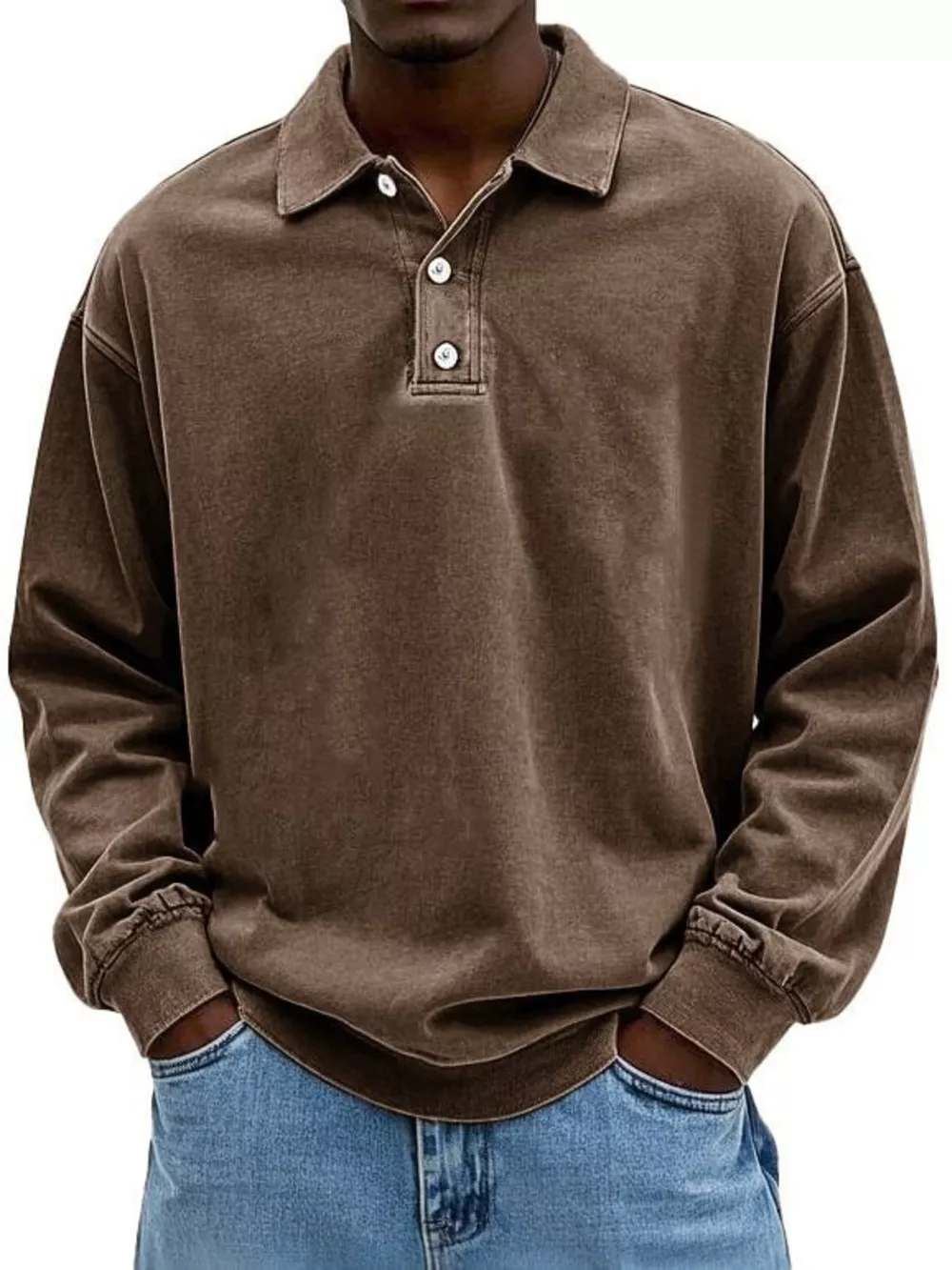 Men's Full Size Vintage Washed Long Sleeve Top Plus Size, image 4