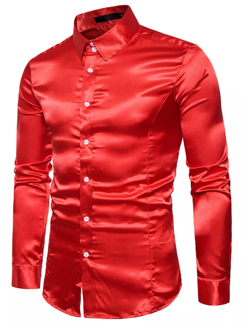Men's Satin Long Sleeve Shirt, image 18