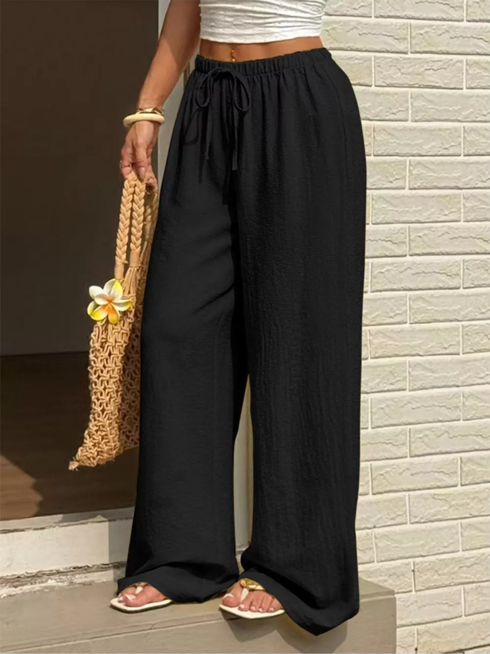 Plus Size High-Waisted Wide-Leg Pants