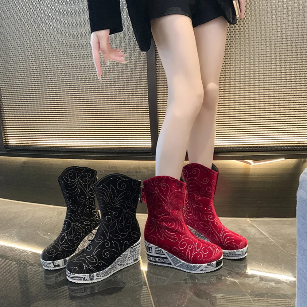 Round Toe Platform Wedge Boots, image 2
