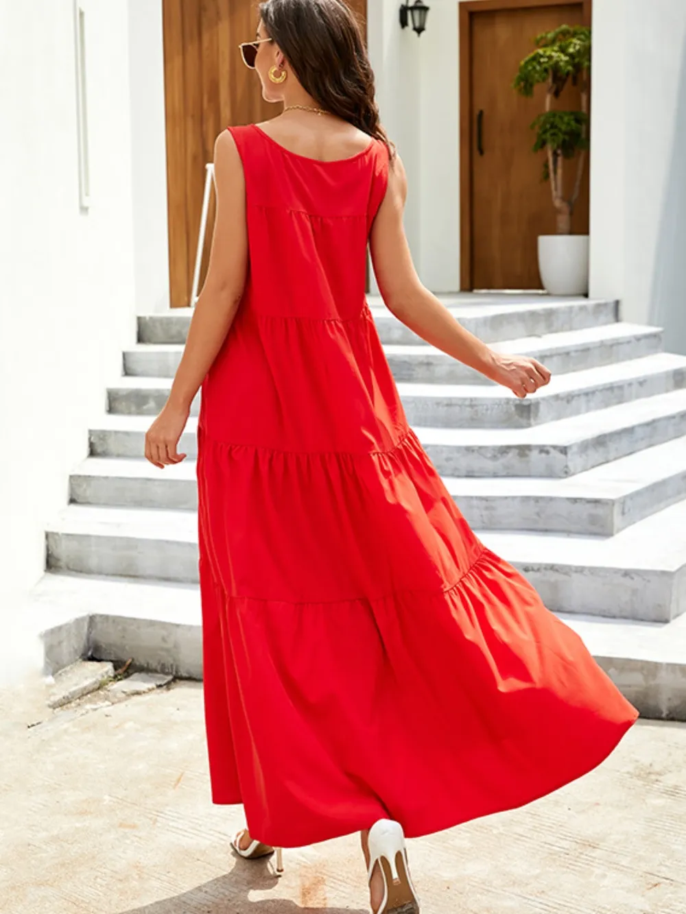 Sleeveless Tiered Maxi Tank Dress, image 3