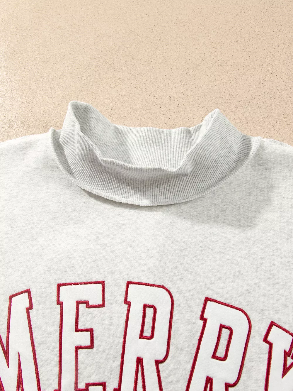 MERRY Embroidered Letter High Neck Tunic Pullover Sweatshirt, image 6