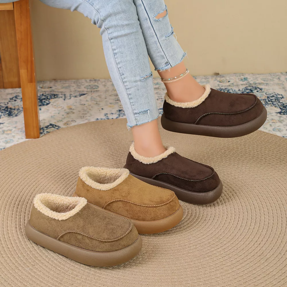 Plush-Lined Suede Platform Slip-On Boots, image 2