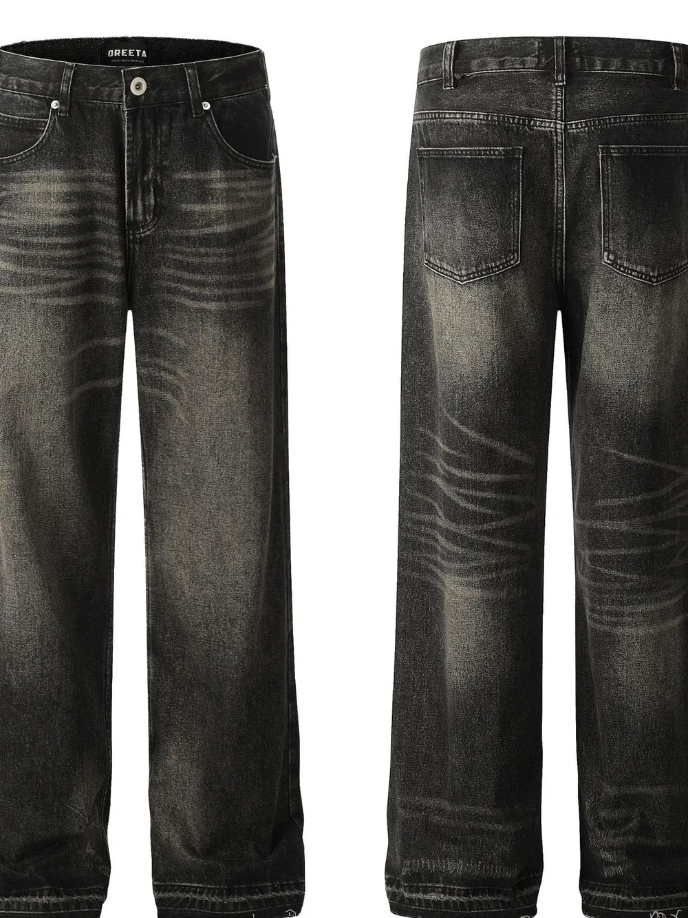 Men's Vintage Washed Frayed Hem Jeans, image 6