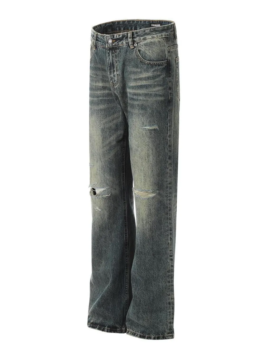 Men's Vintage Distressed Flare Jeans, image 2