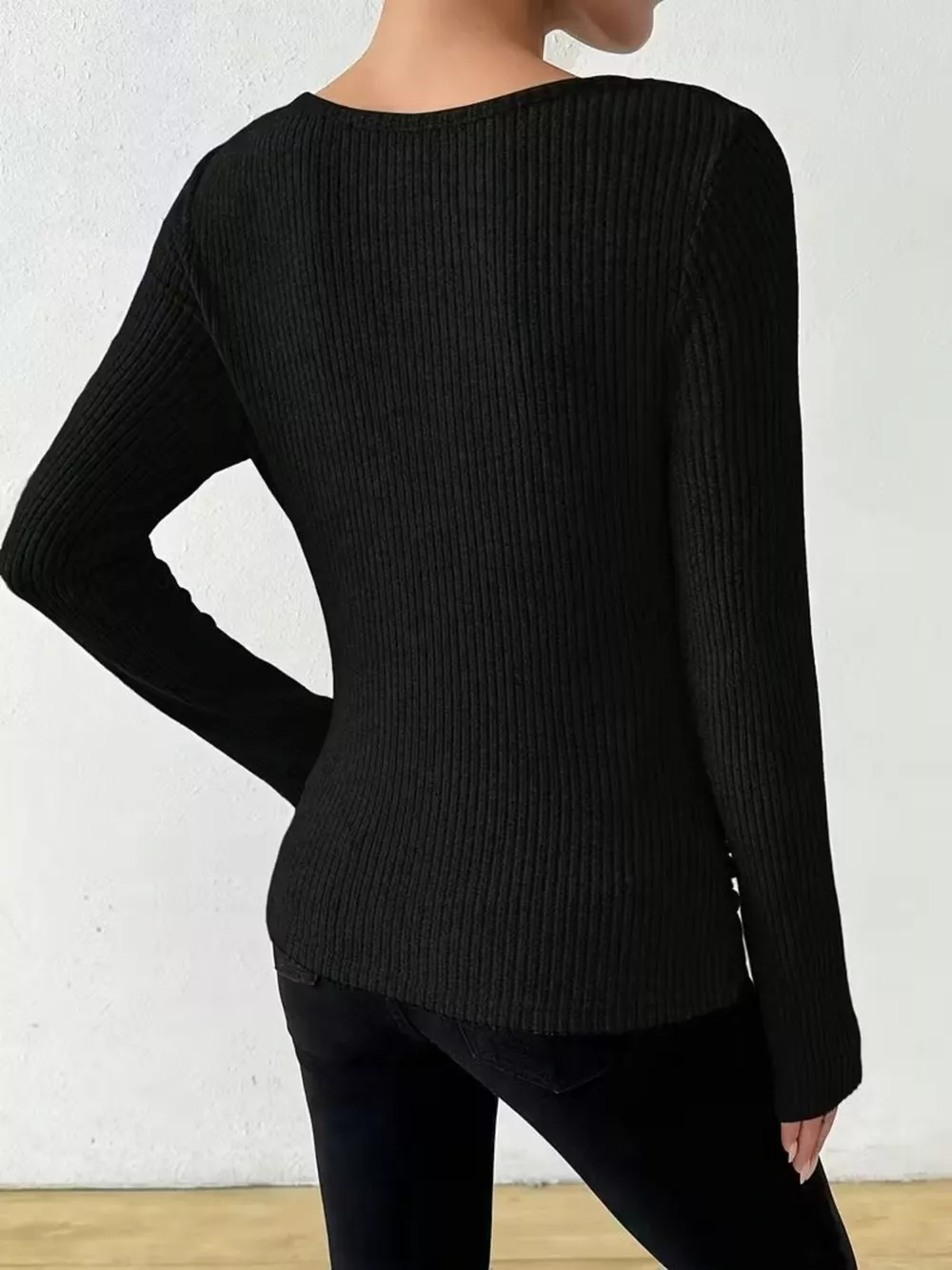 Cowl Neck Ribbed Knit Top, image 7