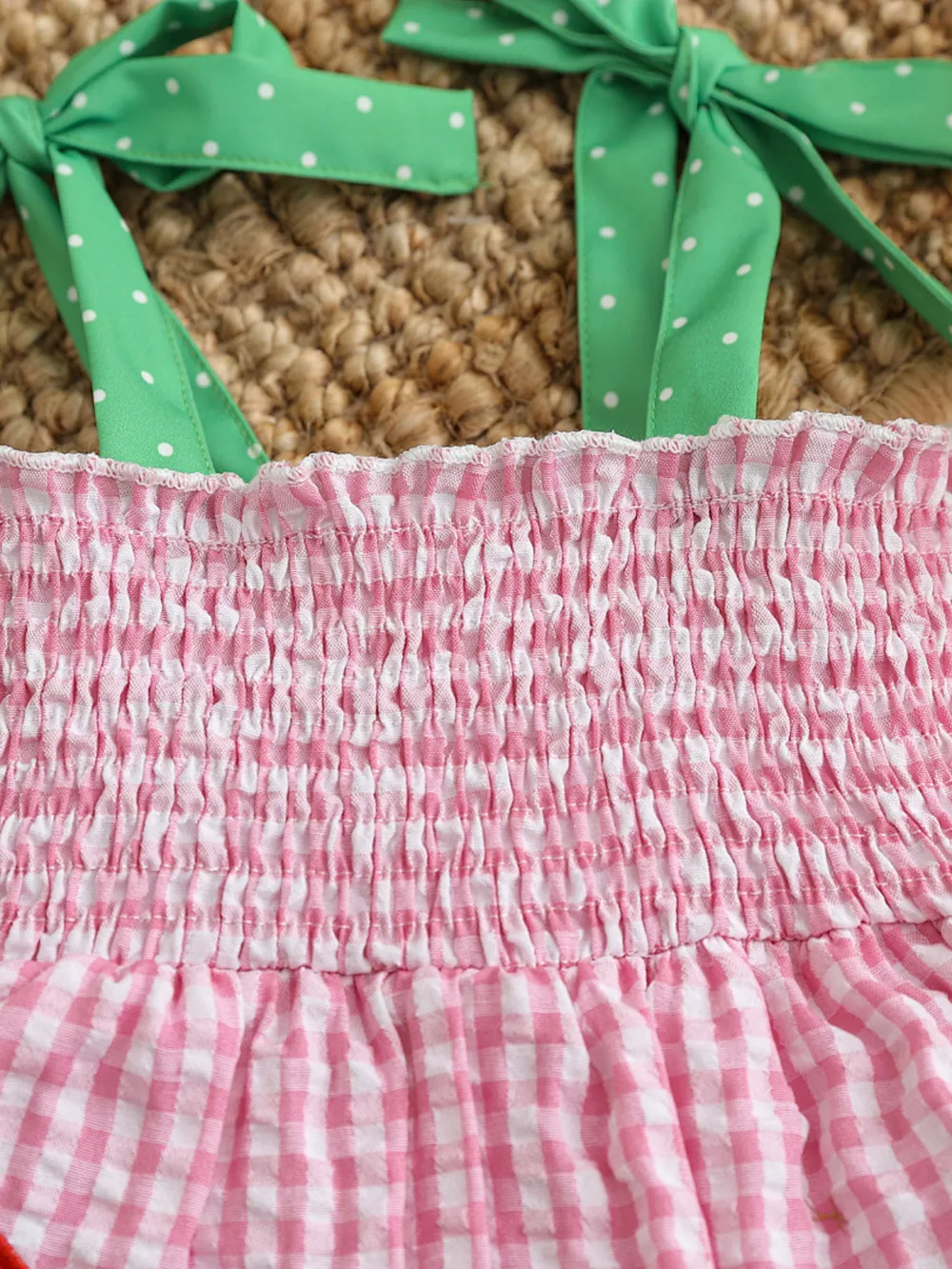 Children's Watermelon Gingham Smocked Dress, image 2