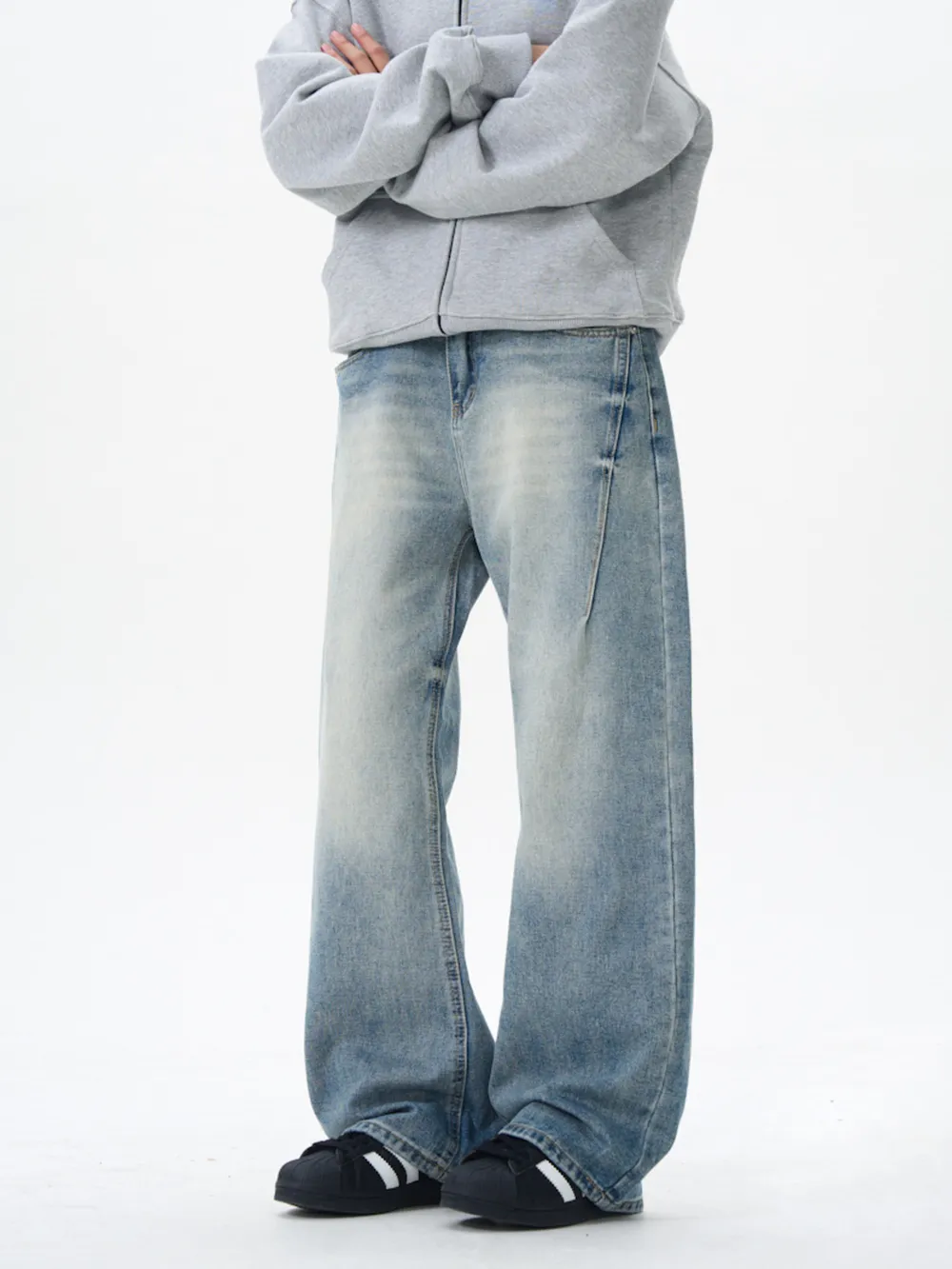 Men's Wash Wide Leg Jeans, image 3