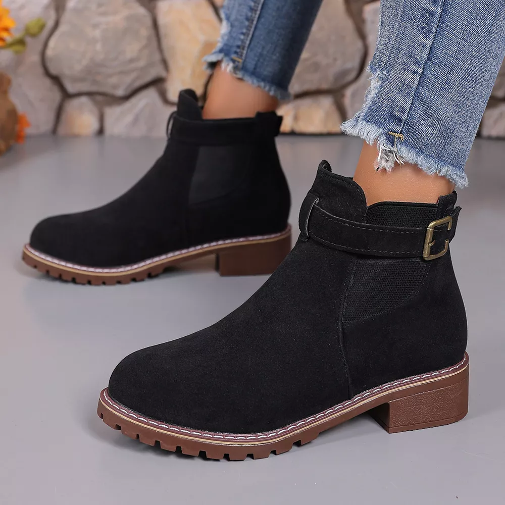 Round Toe Block Heels Boots, image 5