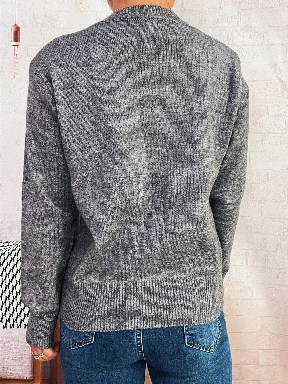 Button-Front Cardigan with Colorful Detail Buttons, image 31