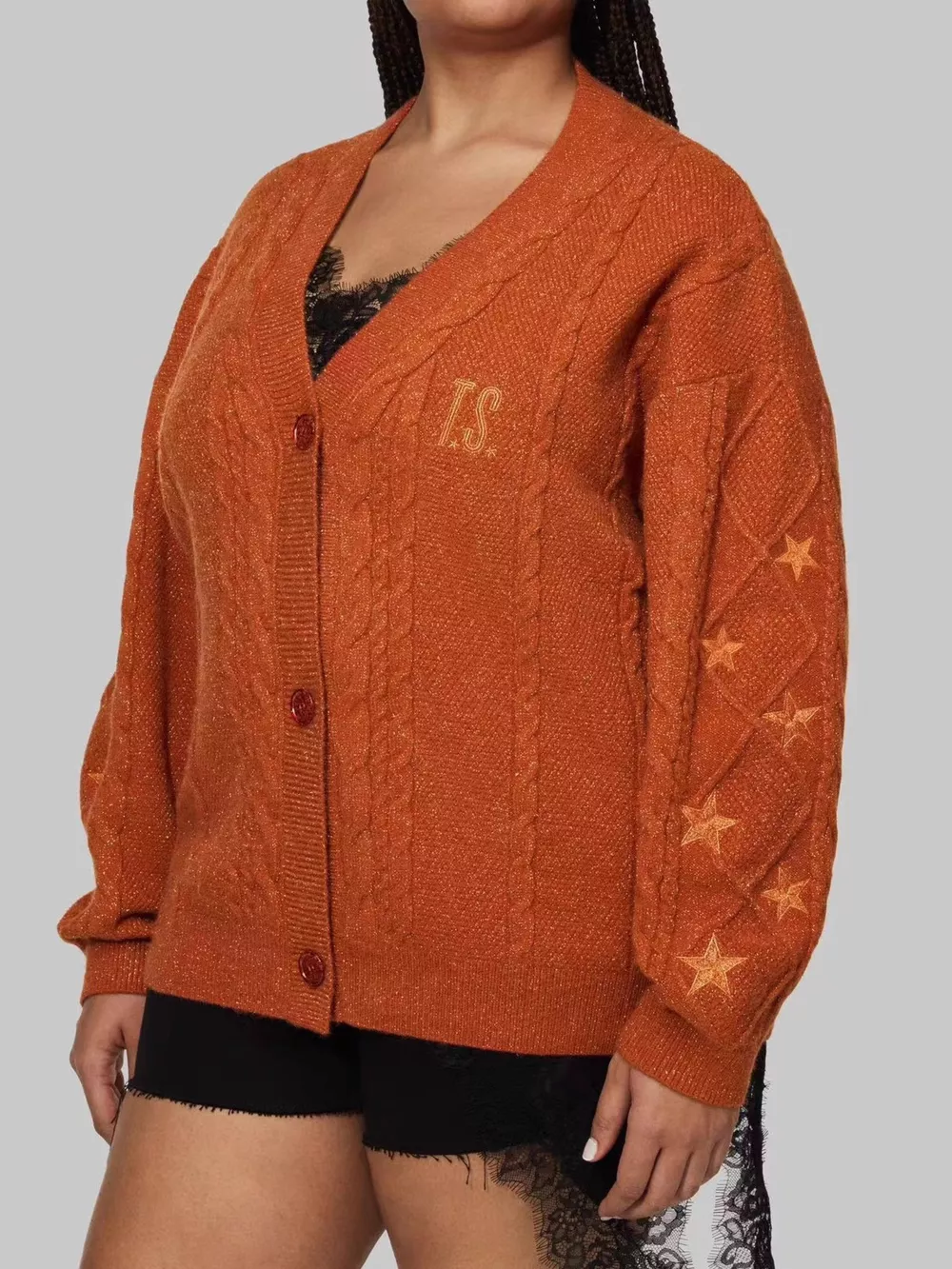 Cable Knit Button Up Cardigan, image 2