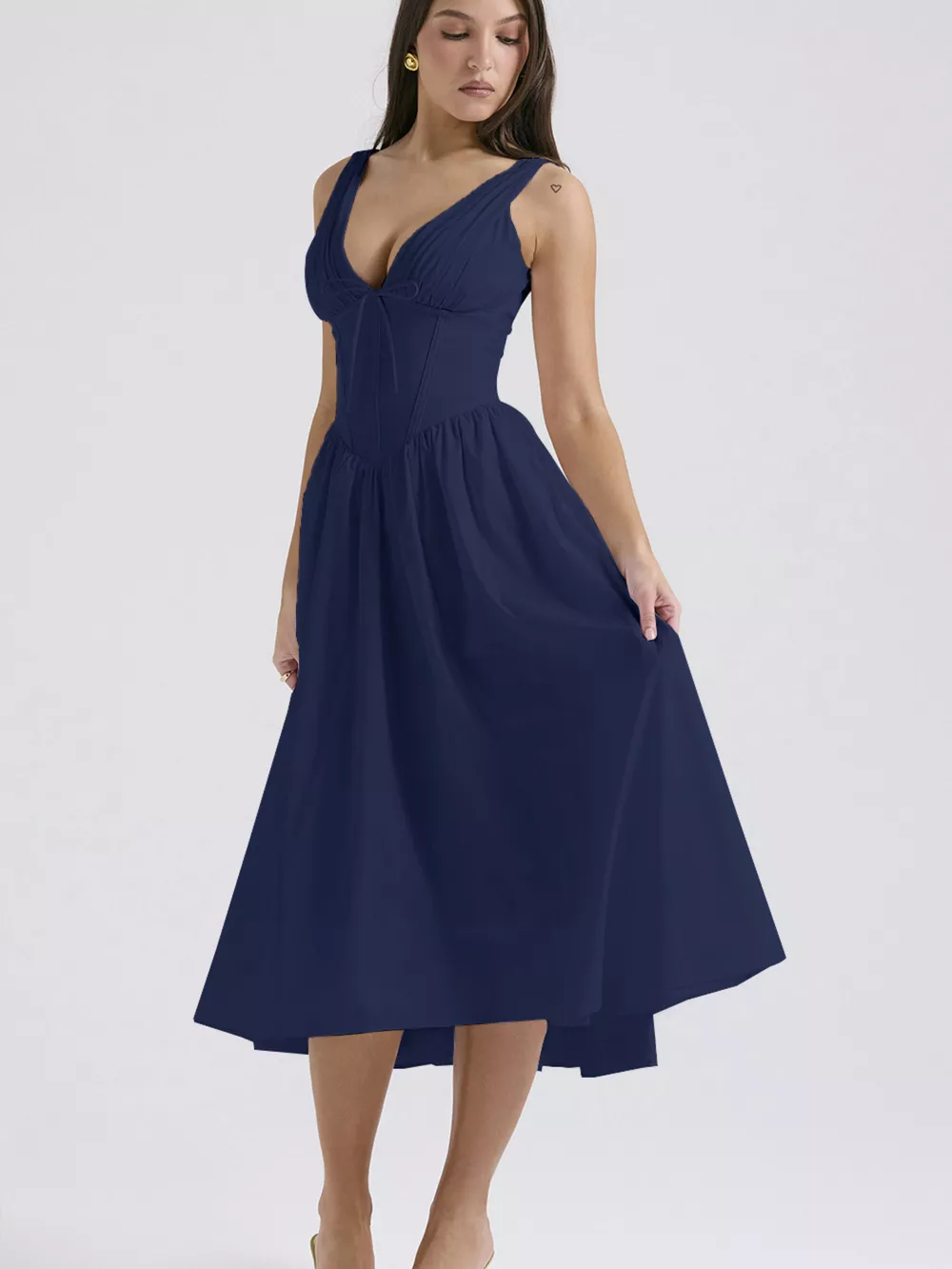 V-Neck Sleeveless Midi Dress, image 18