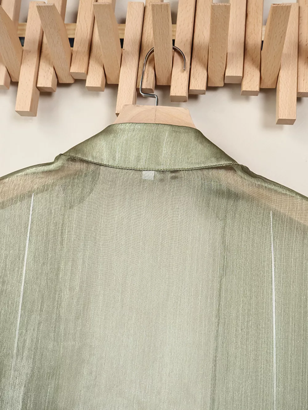 Sheer Front Tie Detail Long Sleeve Shirt, image 10