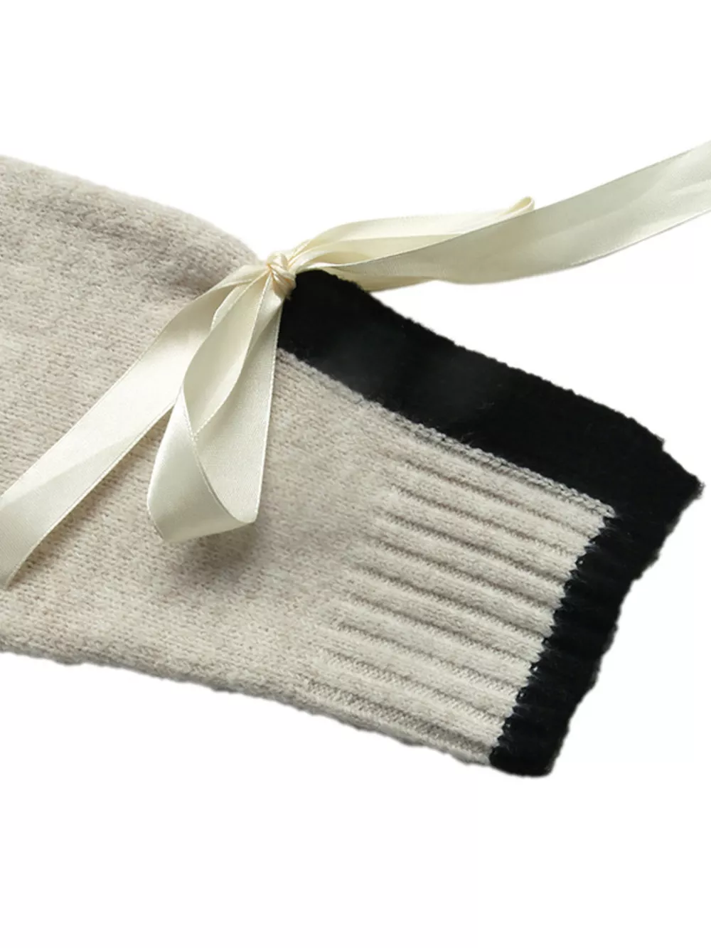 Contrast Trim Ribbed Cuff Tie-Sleeve Sweater, image 7