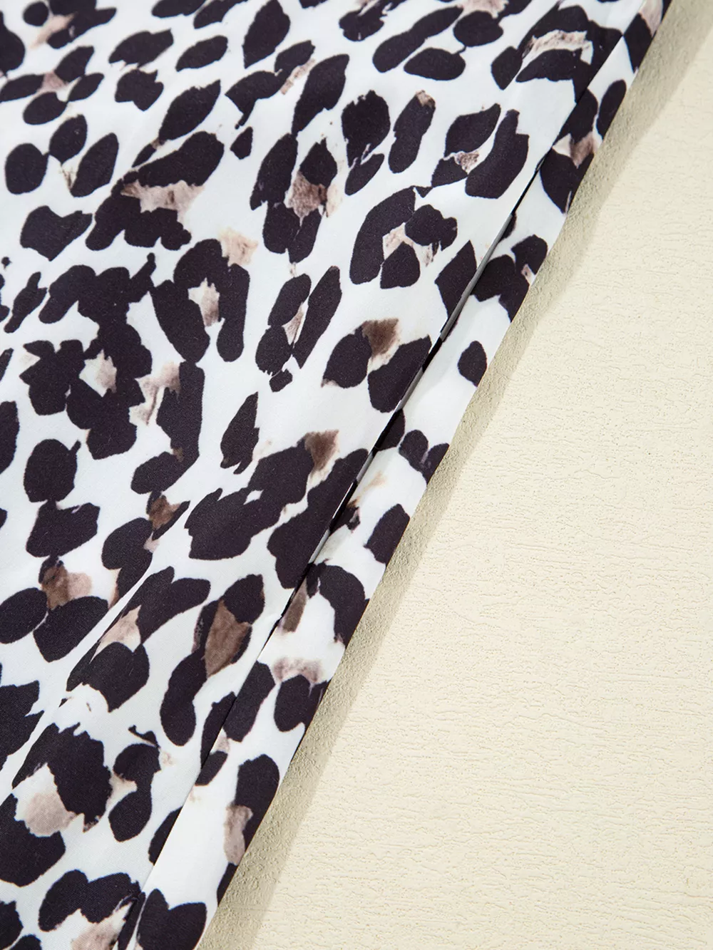 Striped Collar Leopard Print Long Sleeve Flared Dress, image 6