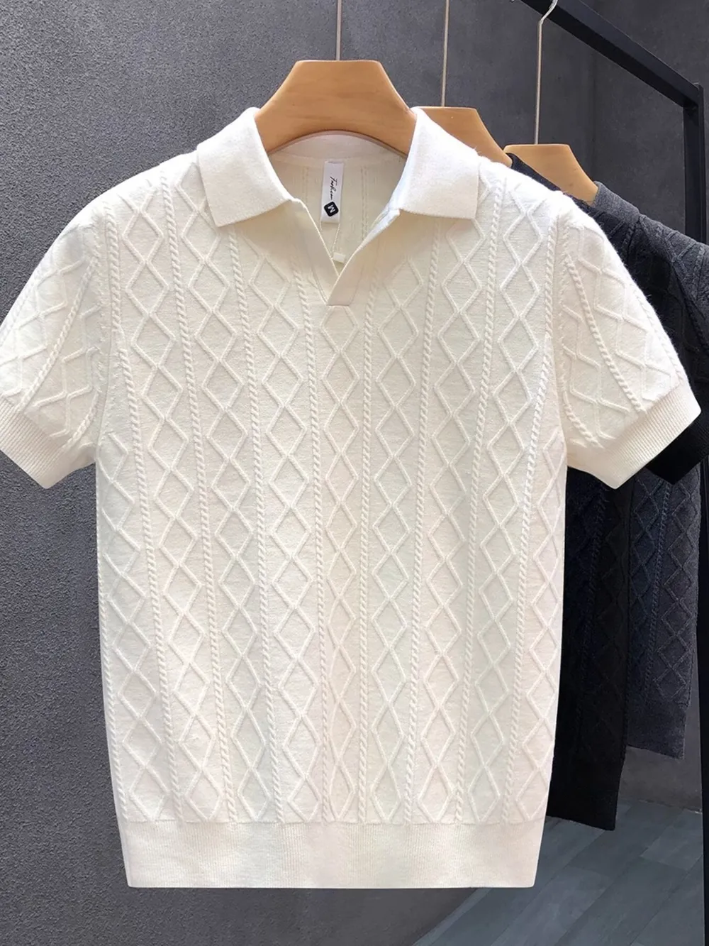 Men's Plus Size Basic style Collared Neck Knit Polo, image 5