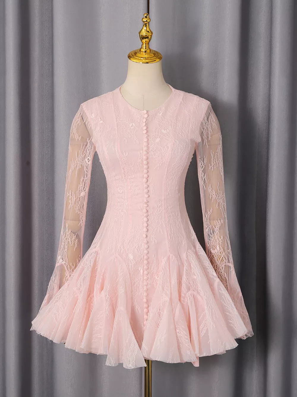 Lace Flare Sleeve Mini Dress, image 2