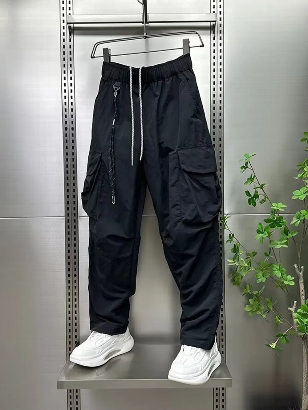 Men's Plus Size Drawstring Wide Leg Cargo Pants, image 5
