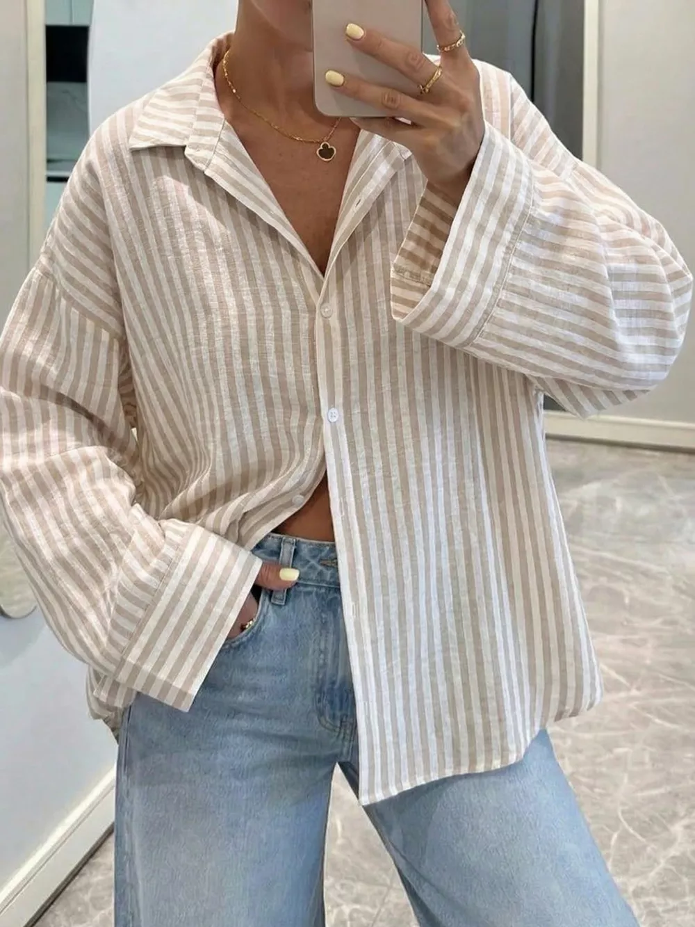 Striped Button-Down Long Sleeve Shirt, image 2