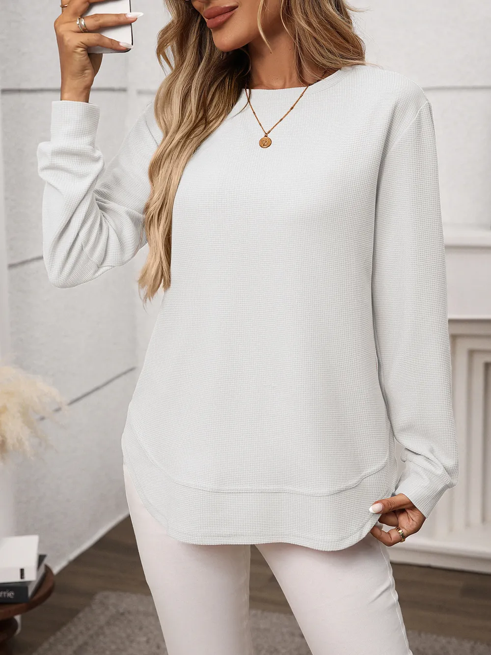Long Sleeve Round Neck T-Shirt, image 2
