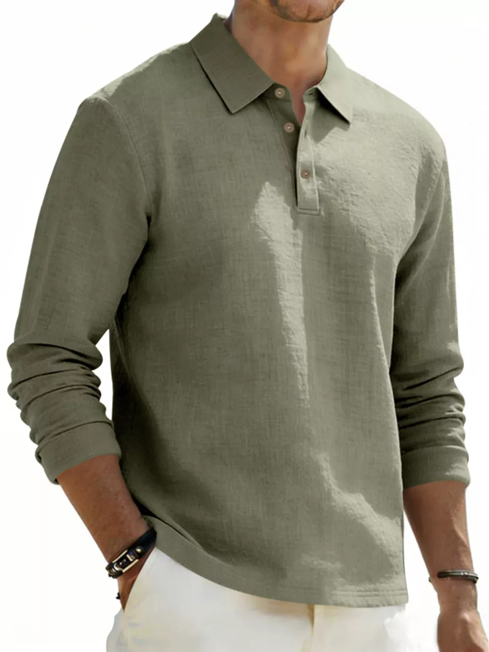 Men's Full Size Classic Long Sleeve Polo Plus Size, image 14