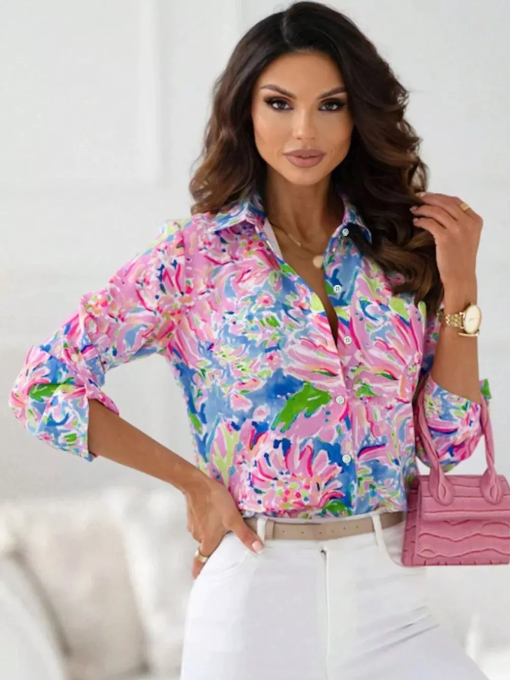 Floral Print Button-Down Shirt
