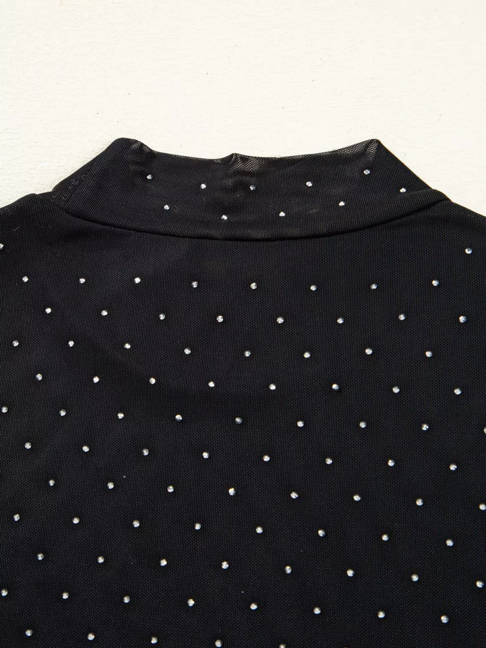 Rhinestone Embellished Mesh Long Sleeve Top, image 6