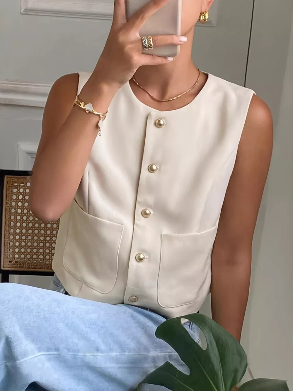 Button-Down Sleeveless Vest, image 2