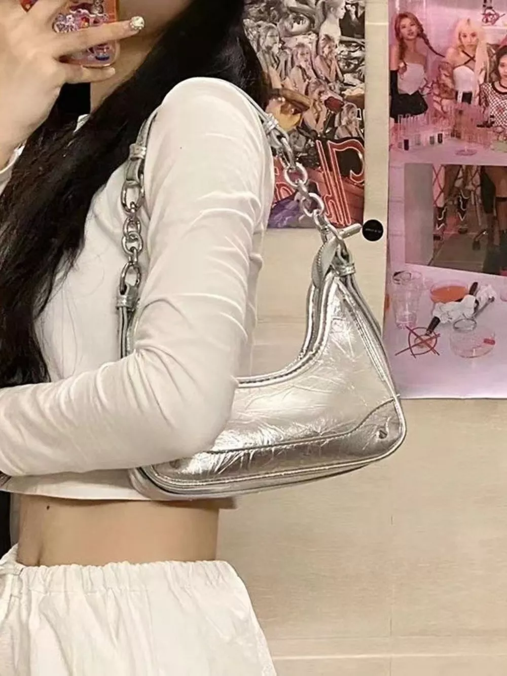 Leather Chain Strap Shoulder Bag, image 3