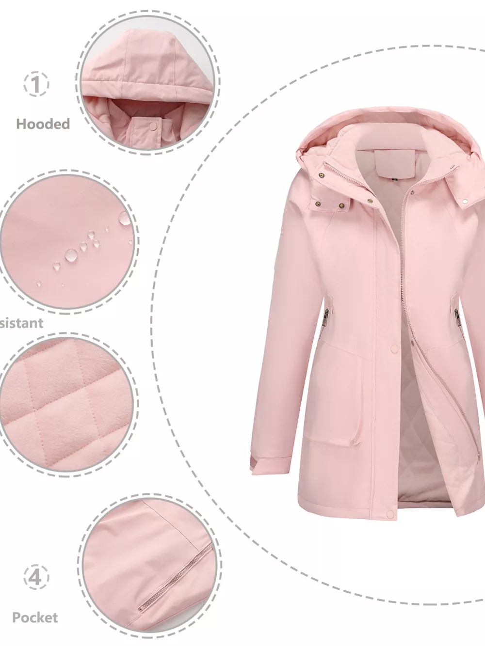 Full Size Hooded Mid-Length Windproof Outerwear Plus Size, image 29
