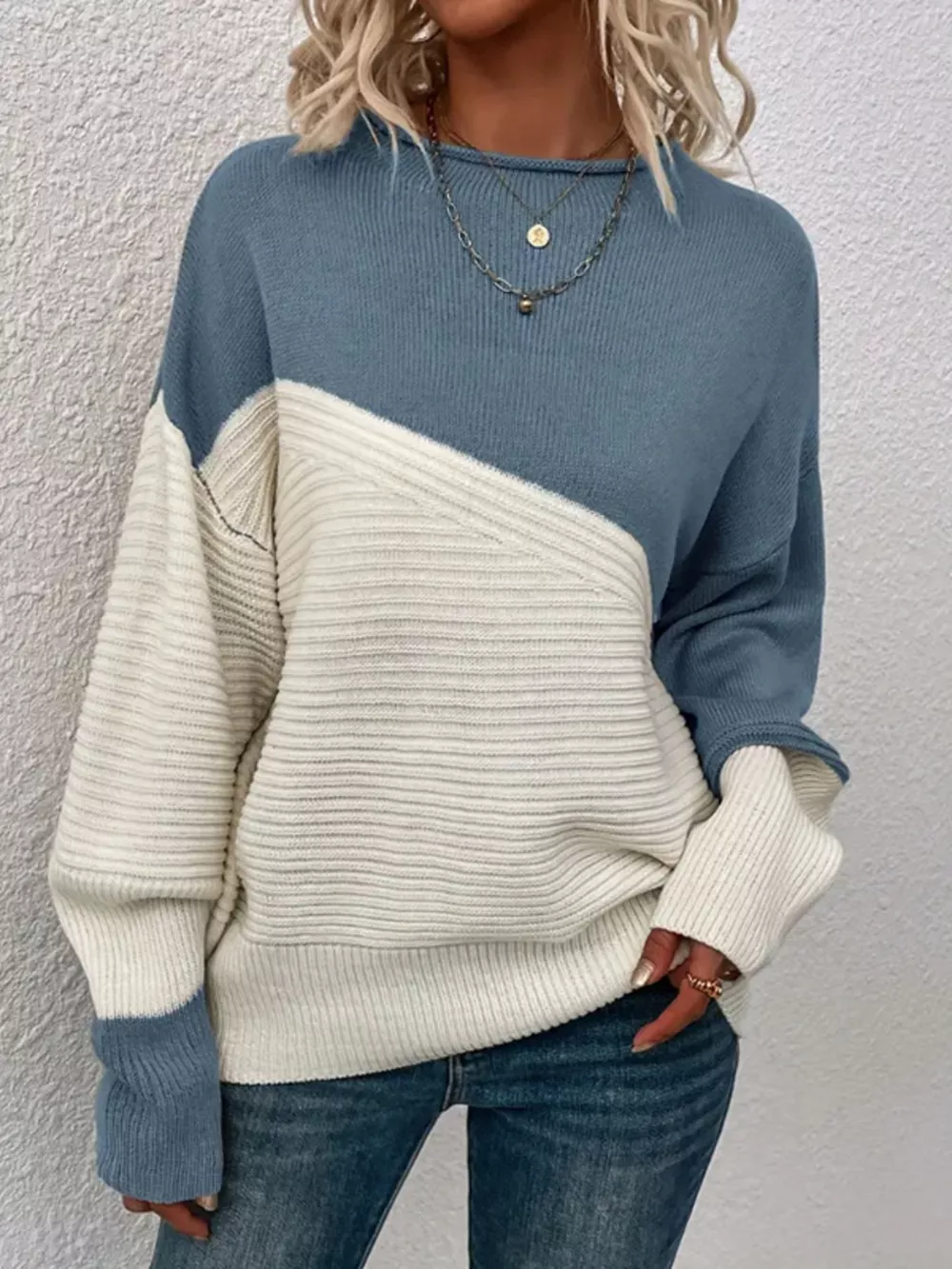 Color Block Ribbed Knit Sweater, image 24