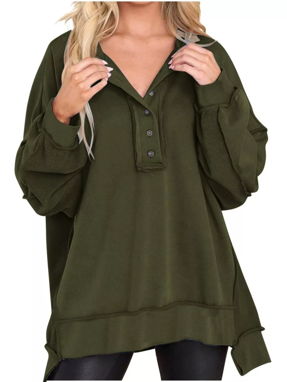 Half Snap Long Sleeve Sweatshirt, image 19