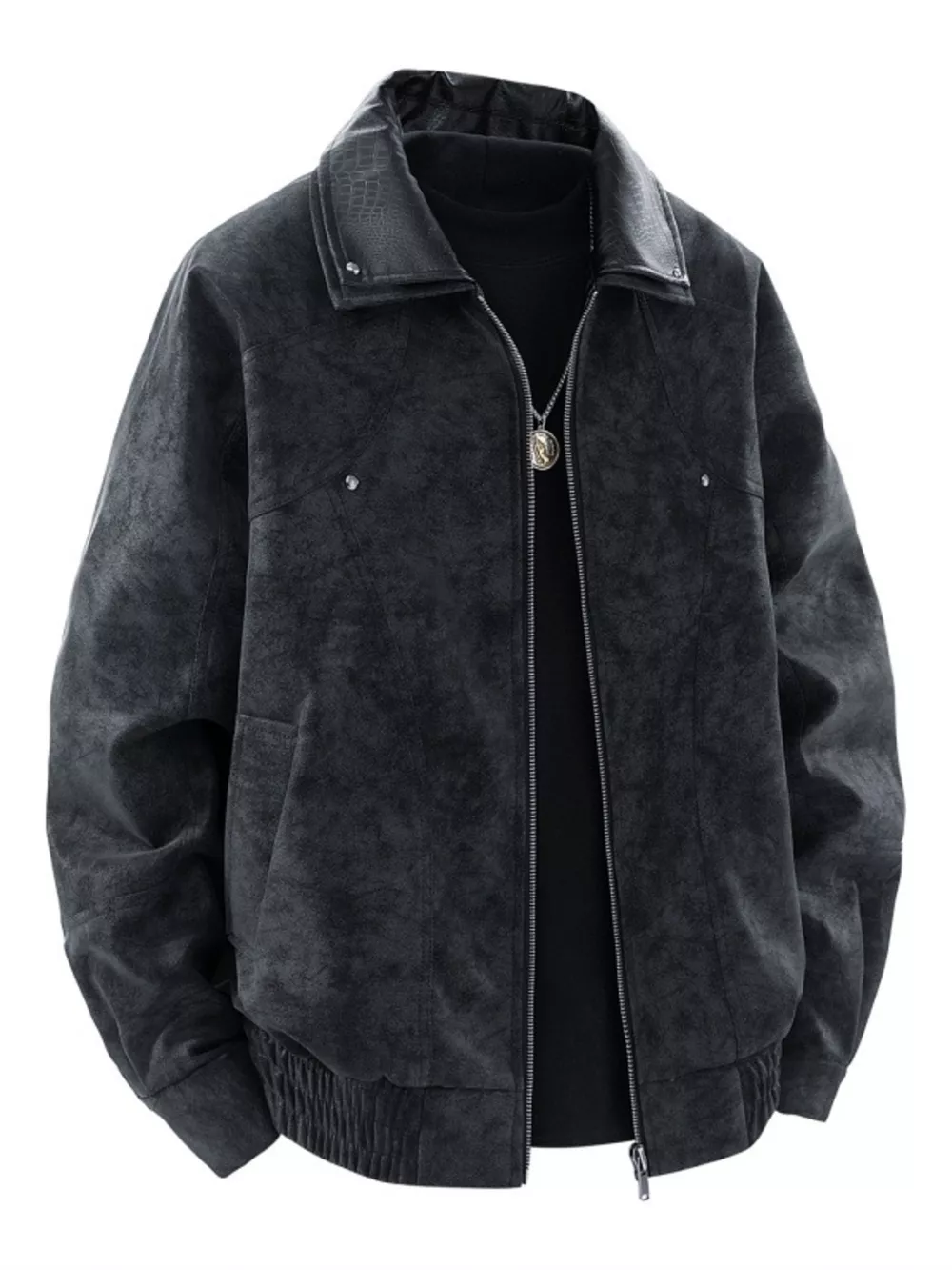 Men's Plus Size Vintage Style Zip Up Bomber Jacket, image 2