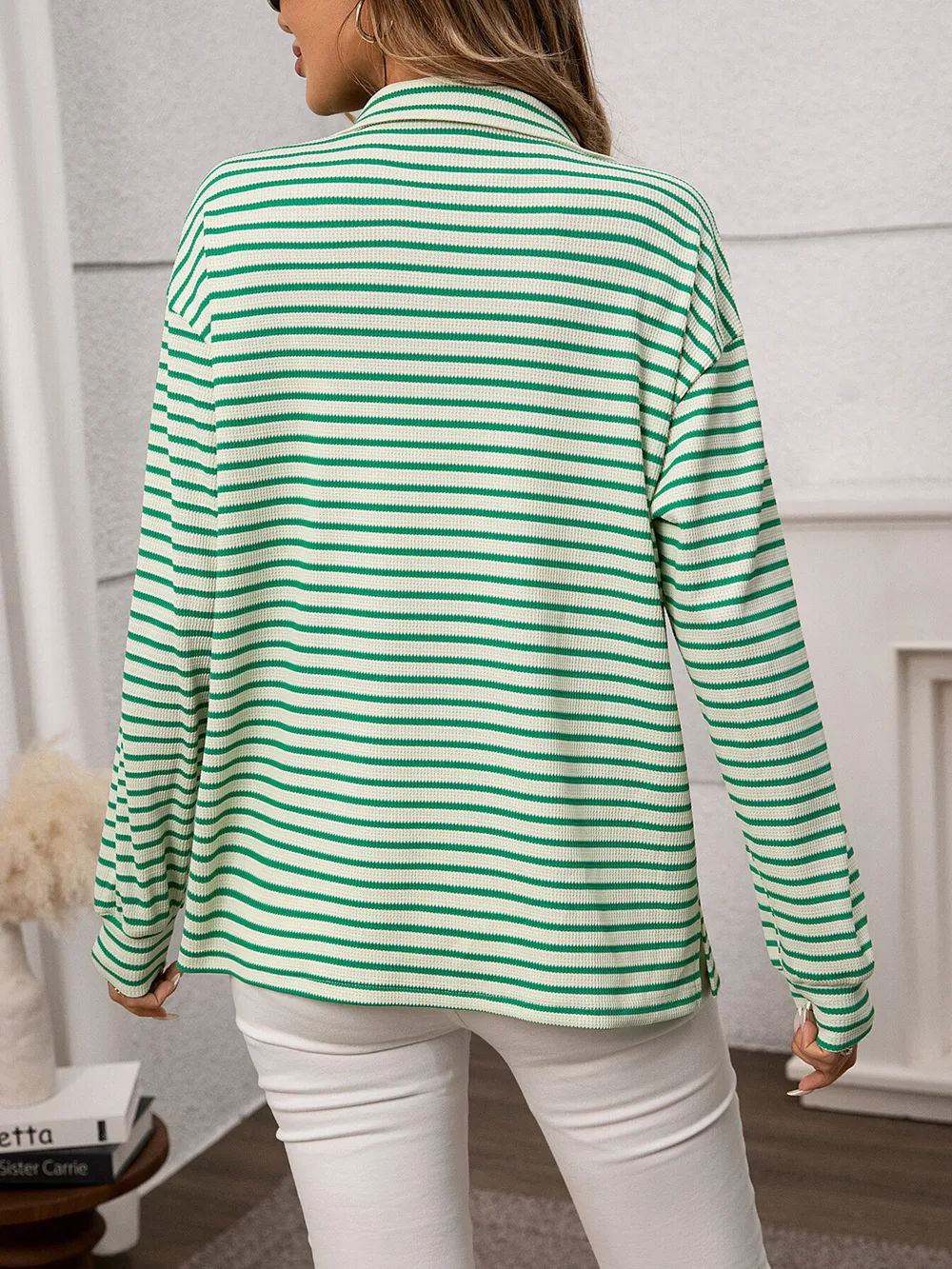 Striped Button Up Long Sleeve Shirt, image 3