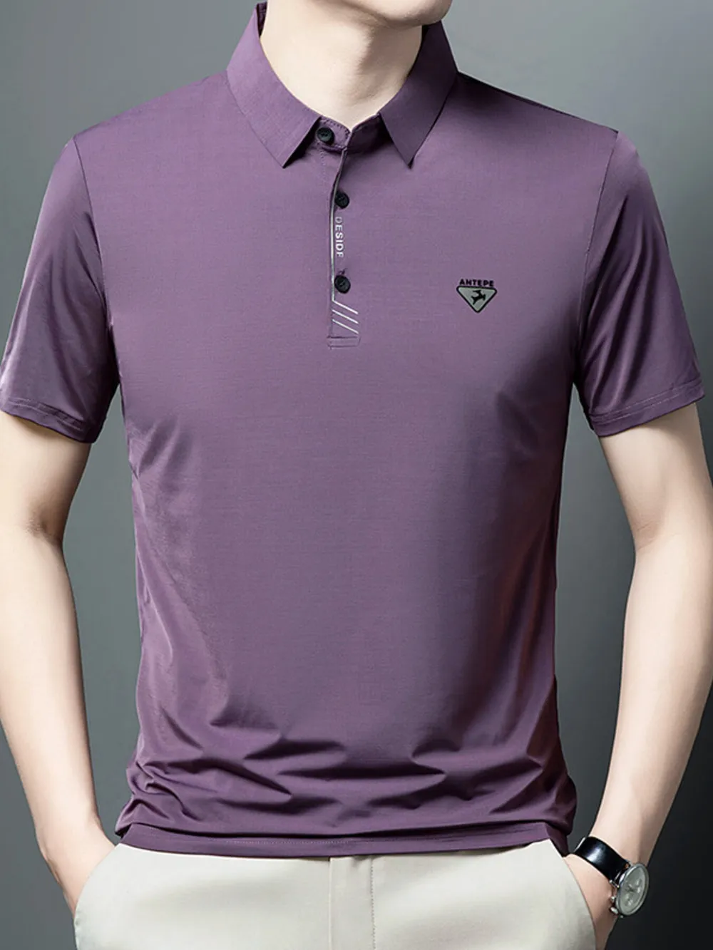 Men's Plus Size Collared Neck Short Sleeve Polo, image 2